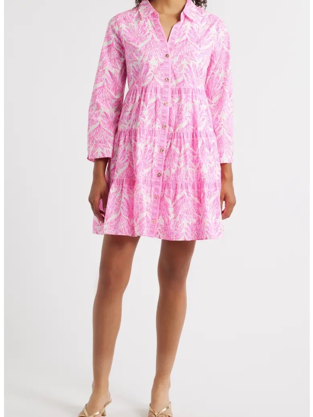 Lilly Pulitzer Angie Tiered Shirtdress Pink Bliss Shady Babe